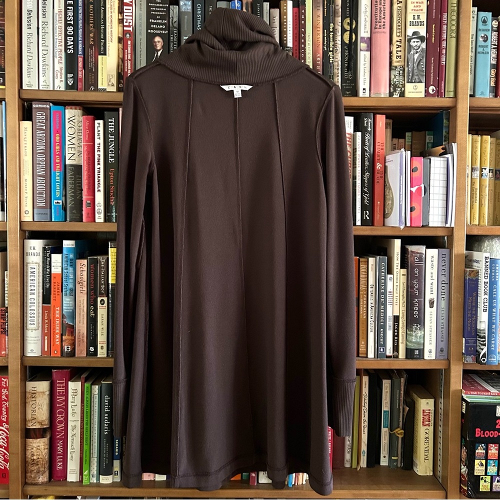 CABi #596 Brown Fireside Cowl Knit Swing Tunic Dress, size M - Picture 5 of 7